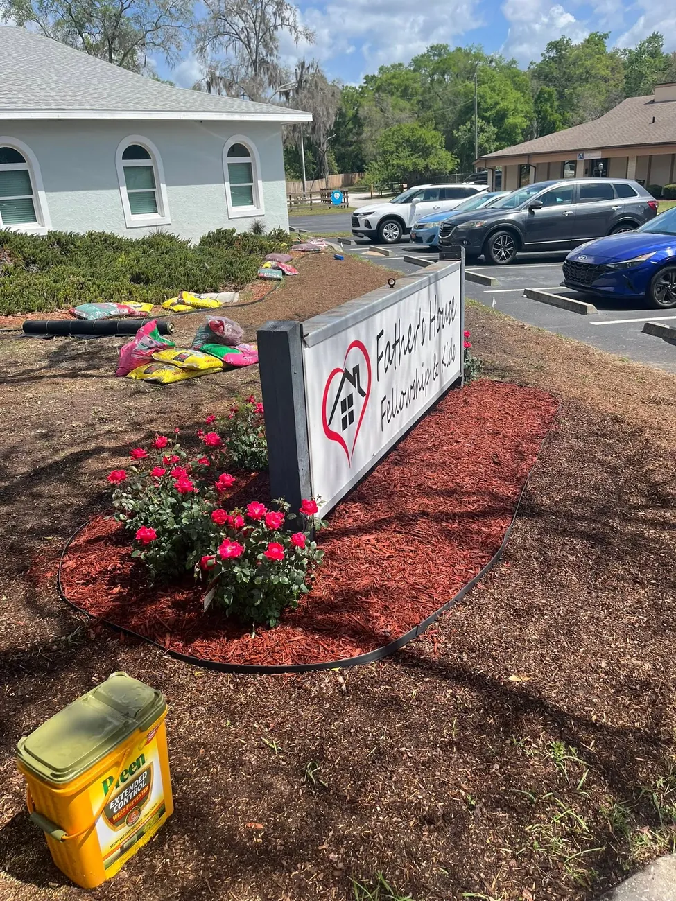 Finished commercial landscaping at a church property